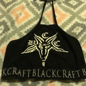 Black craft crop top